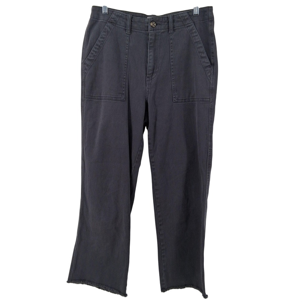 Faherty Pants Womens Medium Gray Organic Cotton Denim Utility Crop Raw Hem